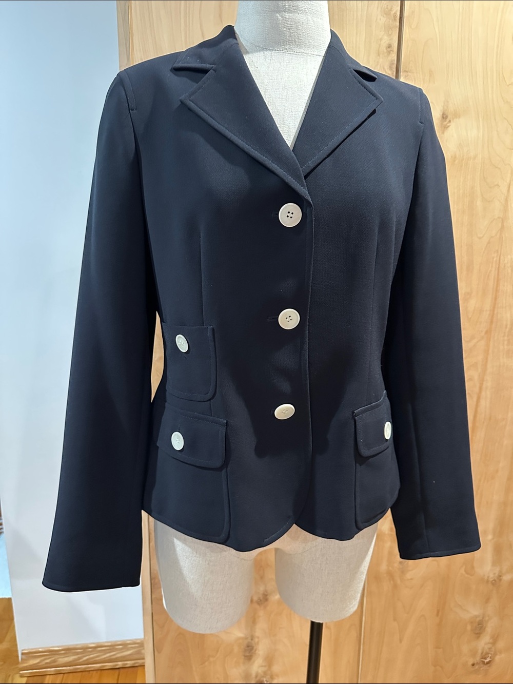 Jones New York Navy Blazer with Contrast Buttons